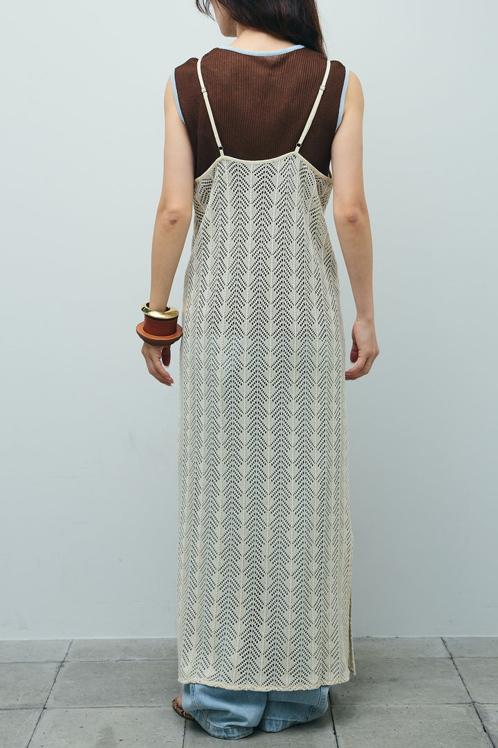 [予約/SET]ニットライクレースキャミOP+ペインターカーブデニムパンツ(2set)