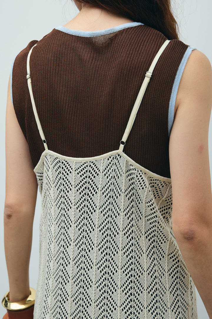 [予約/SET]ニットライクレースキャミOP+ペインターカーブデニムパンツ(2set)