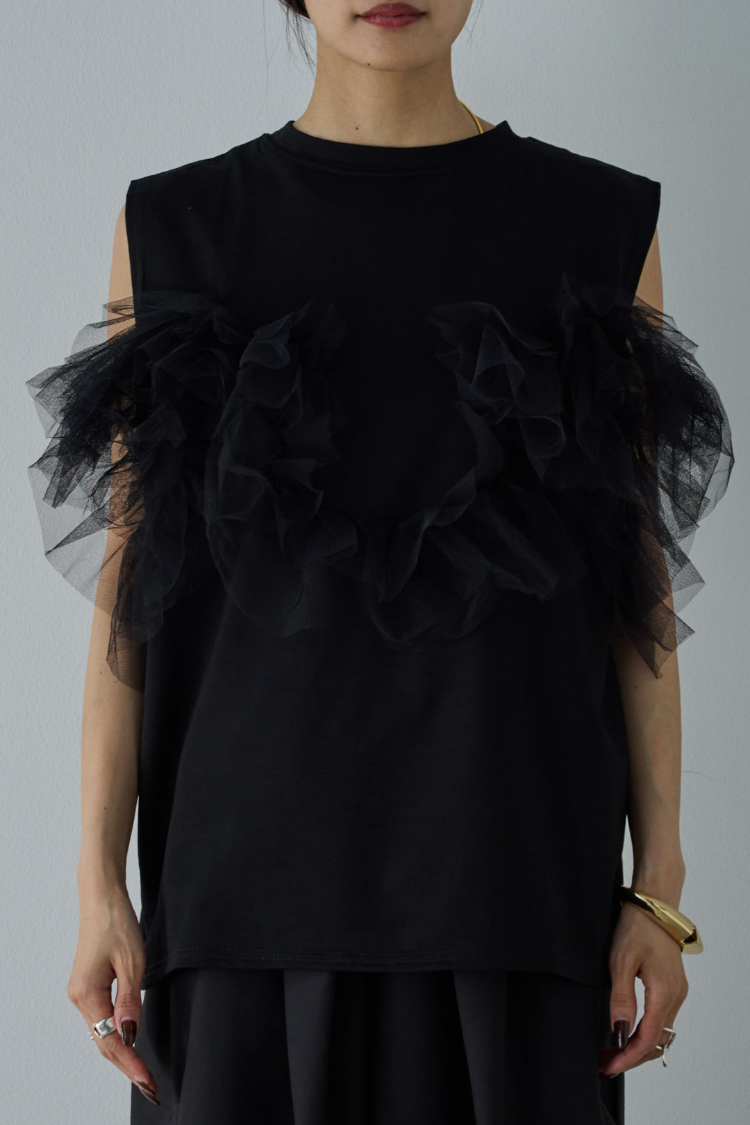 天竺チュールドッキングプルオーバー