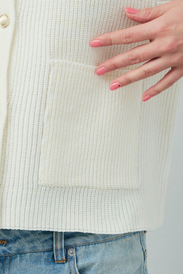 [予約/SET]畦編み金釦ルーズベスト+ダブルウエストデニムスカート(2set)