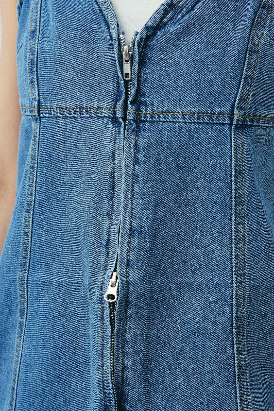 [予約]フロントダブルジップデニムビスチェ