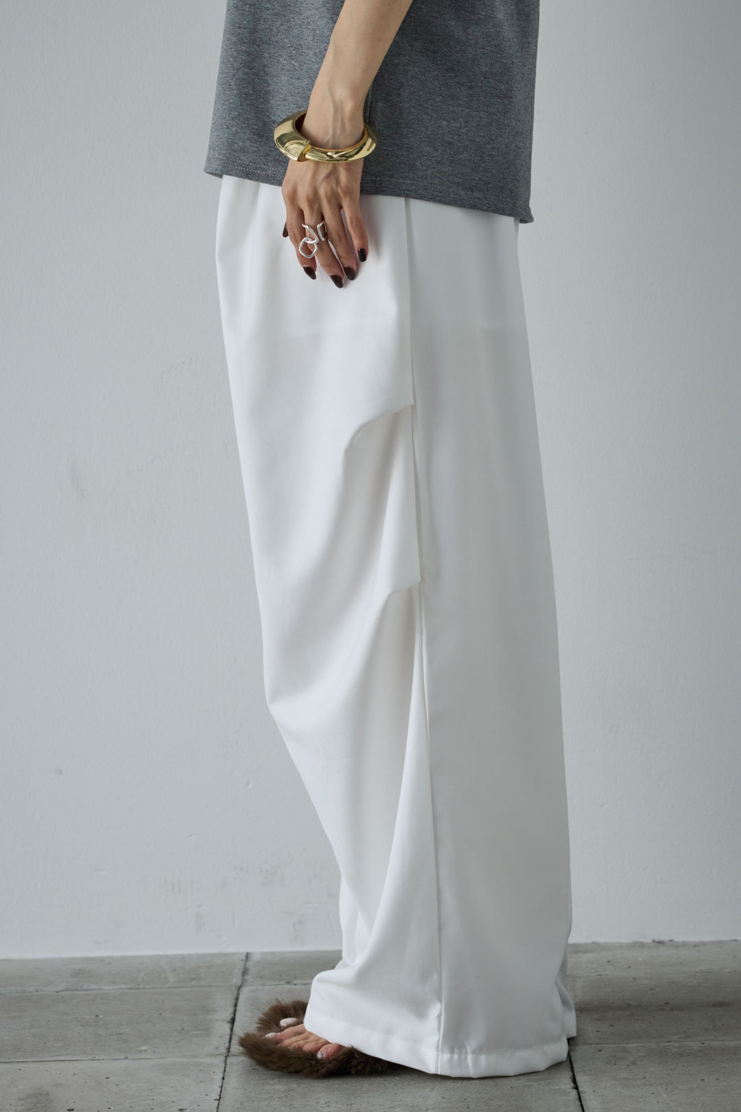 [予約/SET]アシメギャザーオフショルPO+デザインタックパンツ(2set)