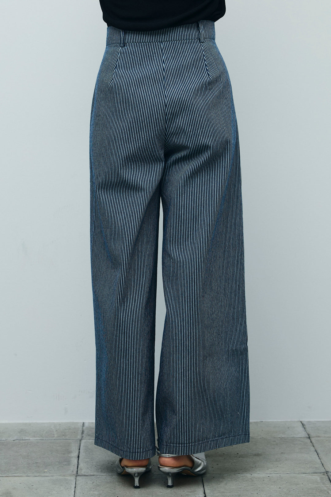 [予約]細ストライプワイドパンツ