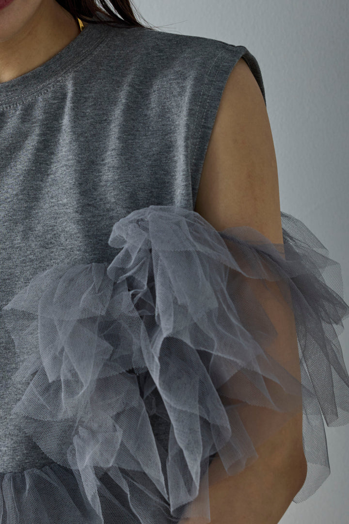 [予約/SET]天竺チュールドッキングプルオーバー+ラップスカート付きとろみパンツ(2set)