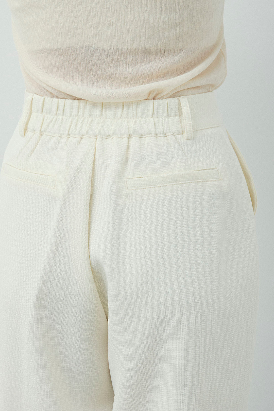 [予約/SET]シェルボタンクルーネックCD+ライトツイードタックワイドパンツ(2set)