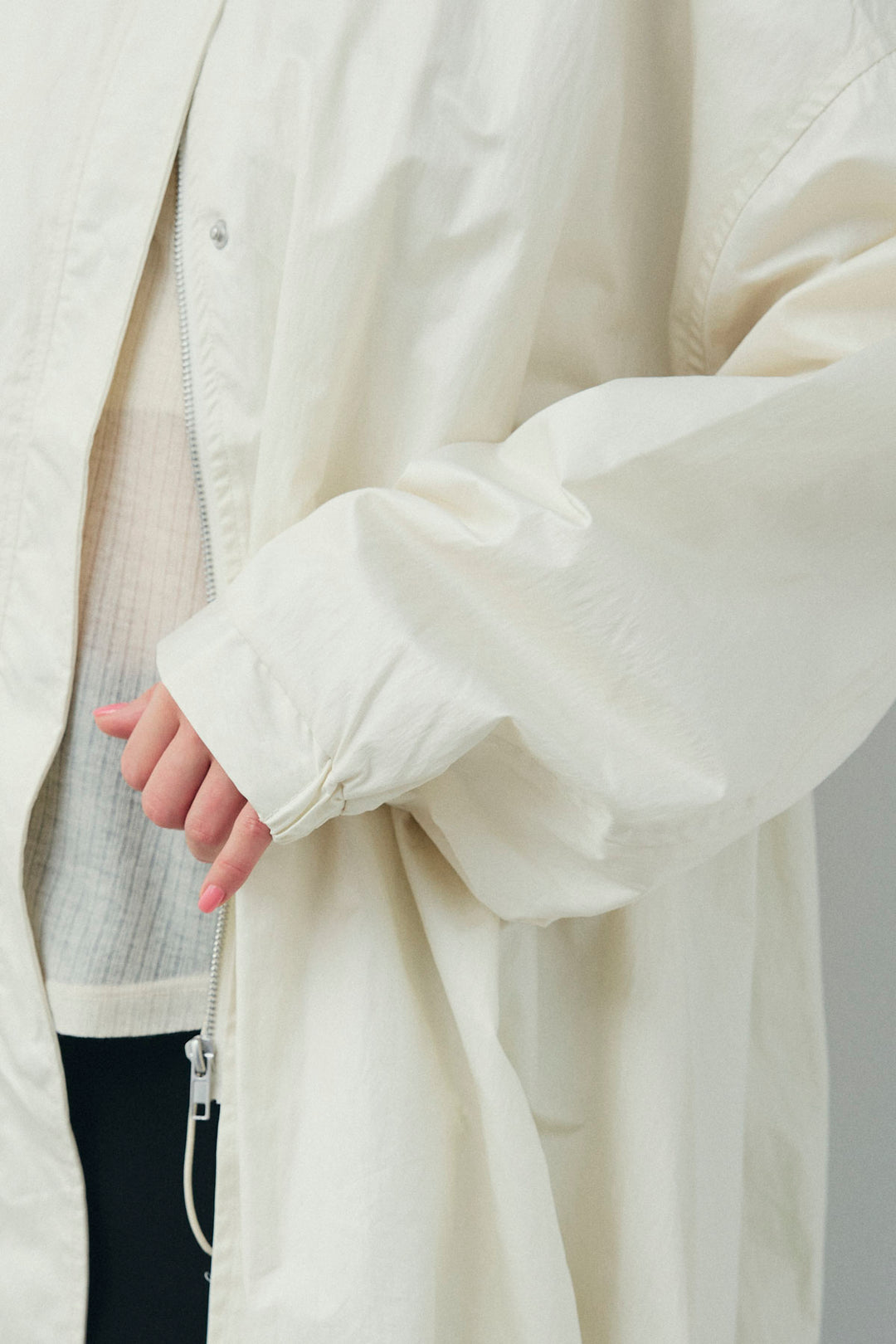 [予約/SET]パールタフタロングマンパ+シアーテレコヘンリーネックPO+ダンボールニットスカート(3set)