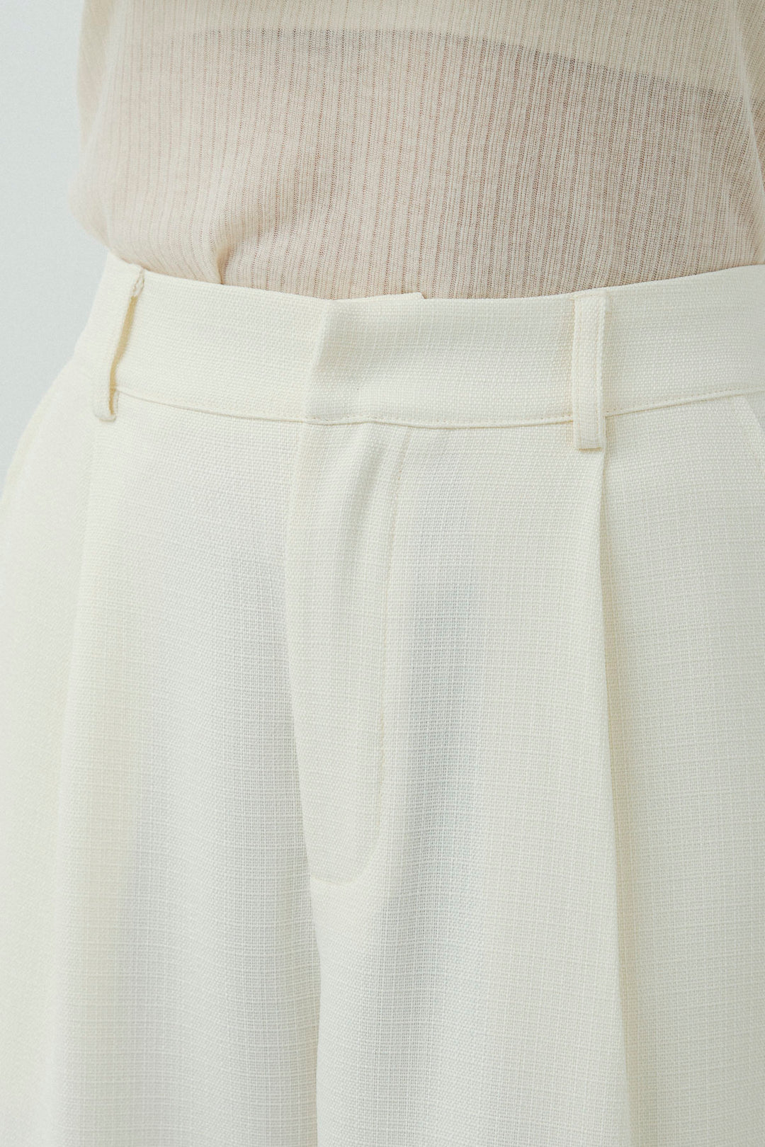 [予約/SET]シェルボタンクルーネックCD+ライトツイードタックワイドパンツ(2set)