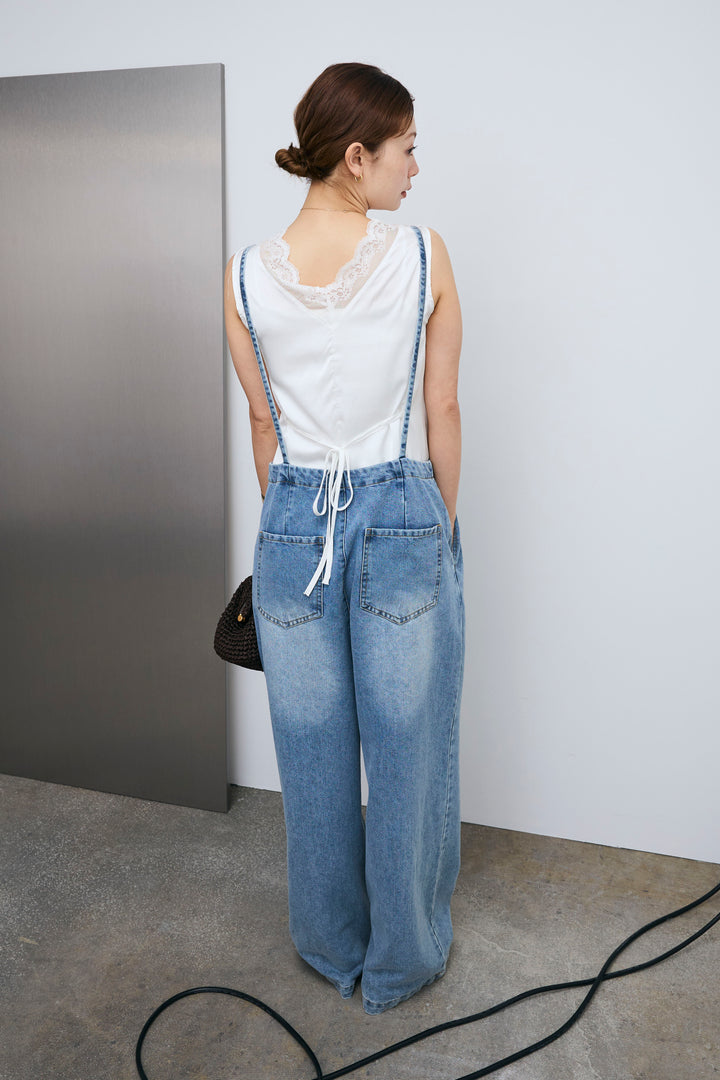 [予約]レーストリムサテンノースリーブブラウス