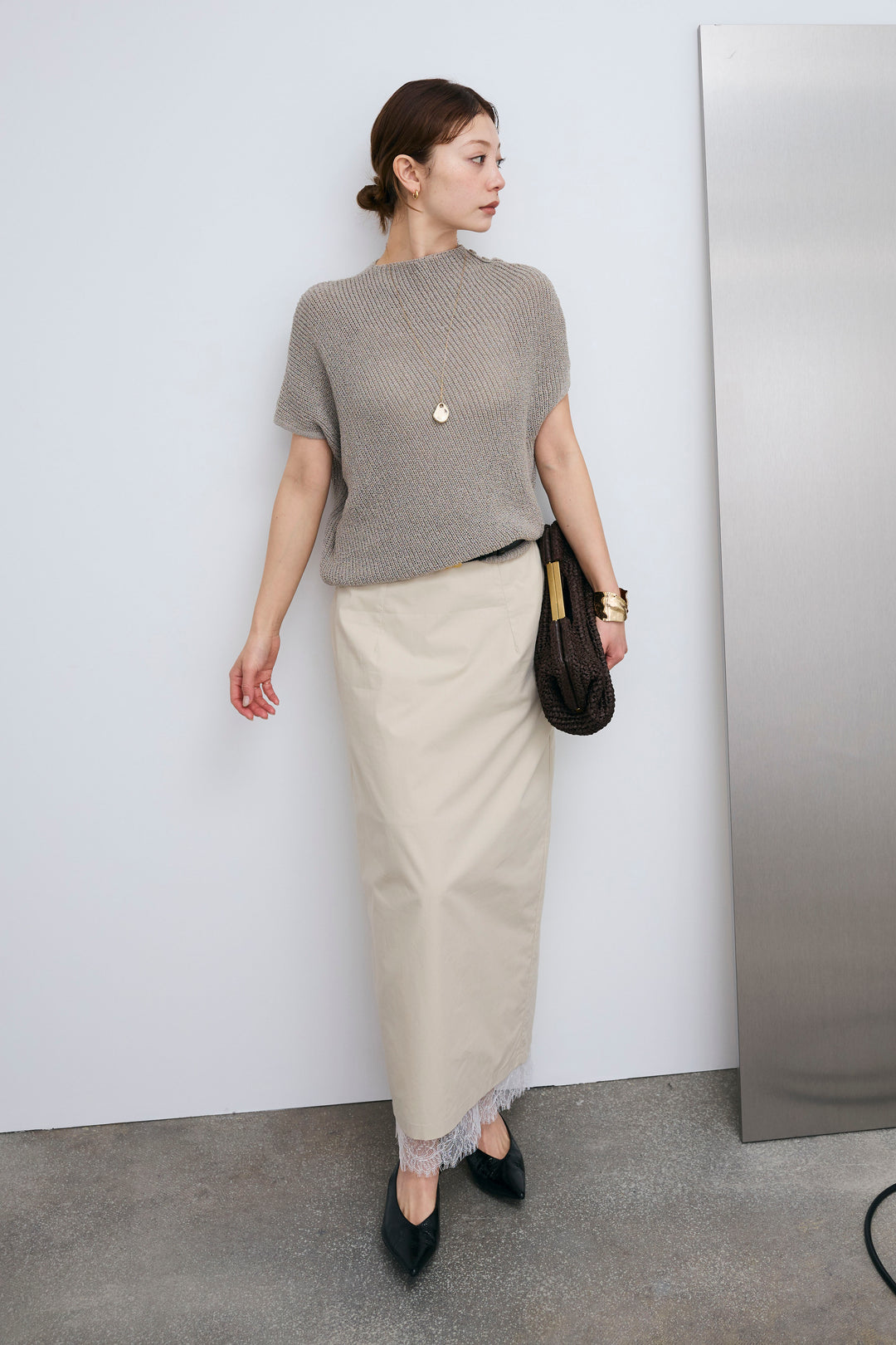 [予約]裾レースレイヤードスカート