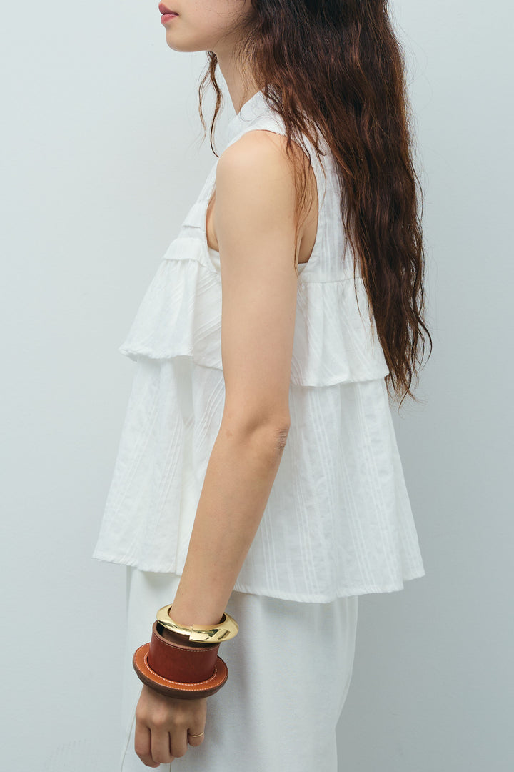 [予約/SET]アシメフリルノースリブラウス+ミニ裏毛カーブパンツ(2set)