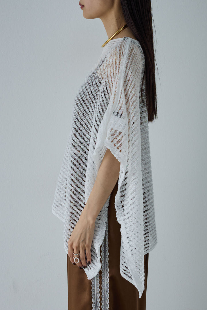 [予約/SET]サマーニットアシンメトリーポンチョ+ウェーブパイピングショートキャミ+サテンレースラインパンツ(3set)