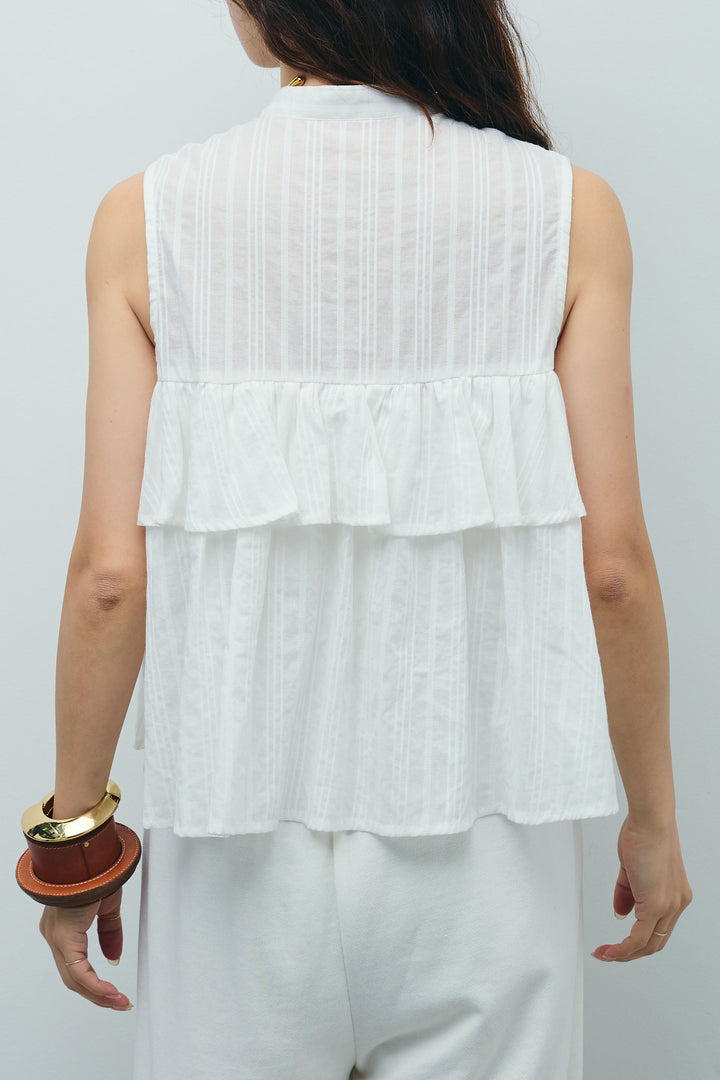 [予約/SET]アシメフリルノースリブラウス+ミニ裏毛カーブパンツ(2set)