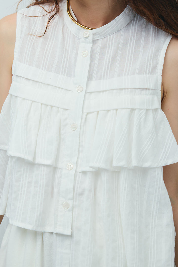 [予約/SET]アシメフリルノースリブラウス+ミニ裏毛カーブパンツ(2set)