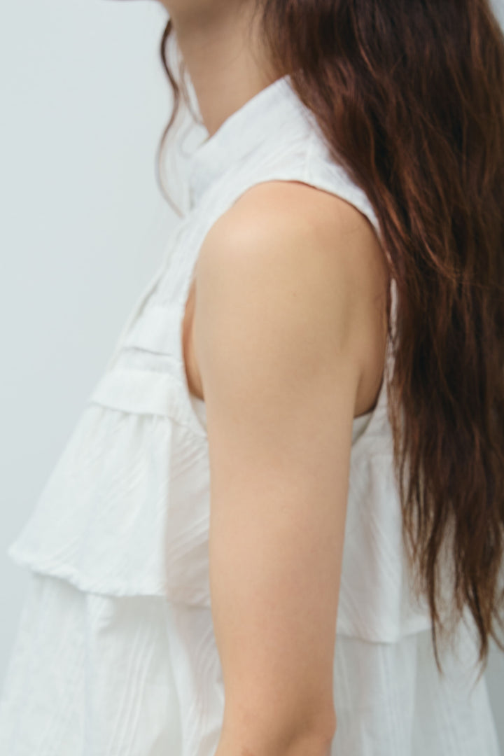 [予約/SET]アシメフリルノースリブラウス+ミニ裏毛カーブパンツ(2set)