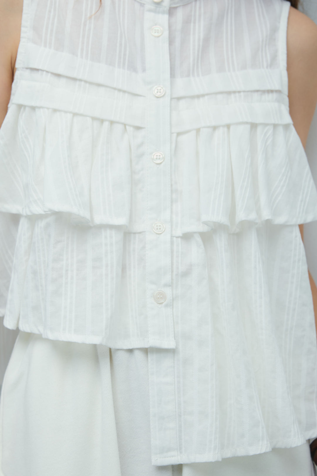 [予約/SET]アシメフリルノースリブラウス+ミニ裏毛カーブパンツ(2set)