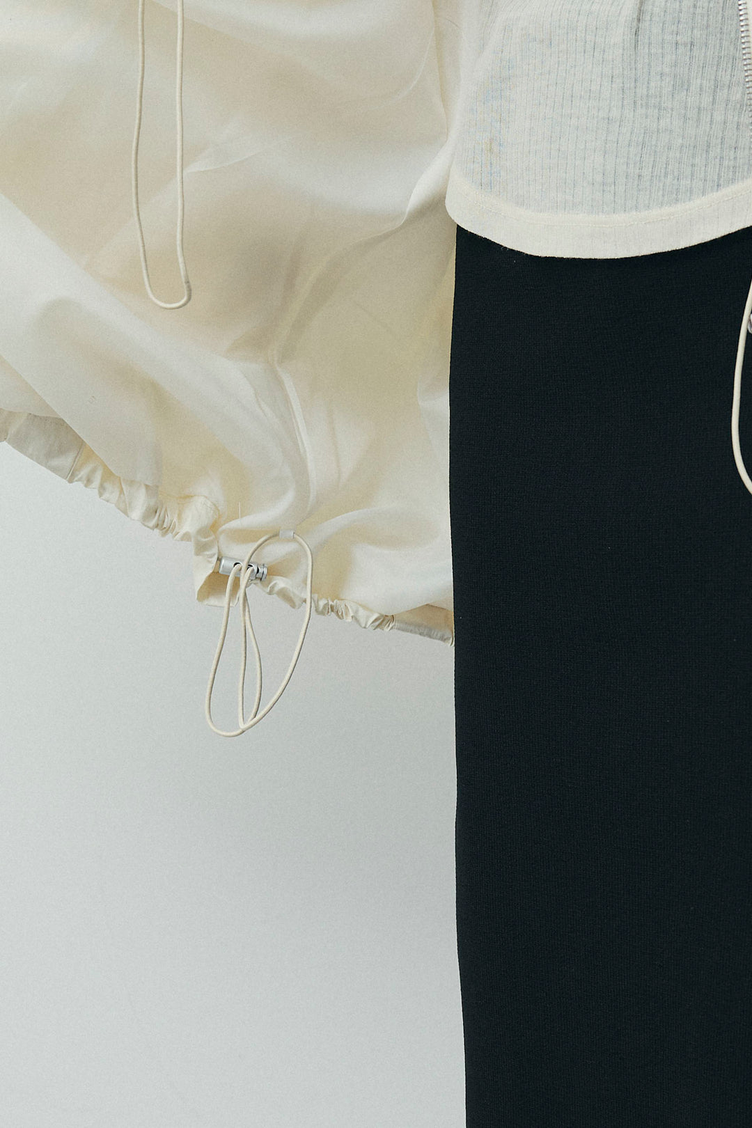 [予約/SET]パールタフタロングマンパ+シアーテレコヘンリーネックPO+ダンボールニットスカート(3set)