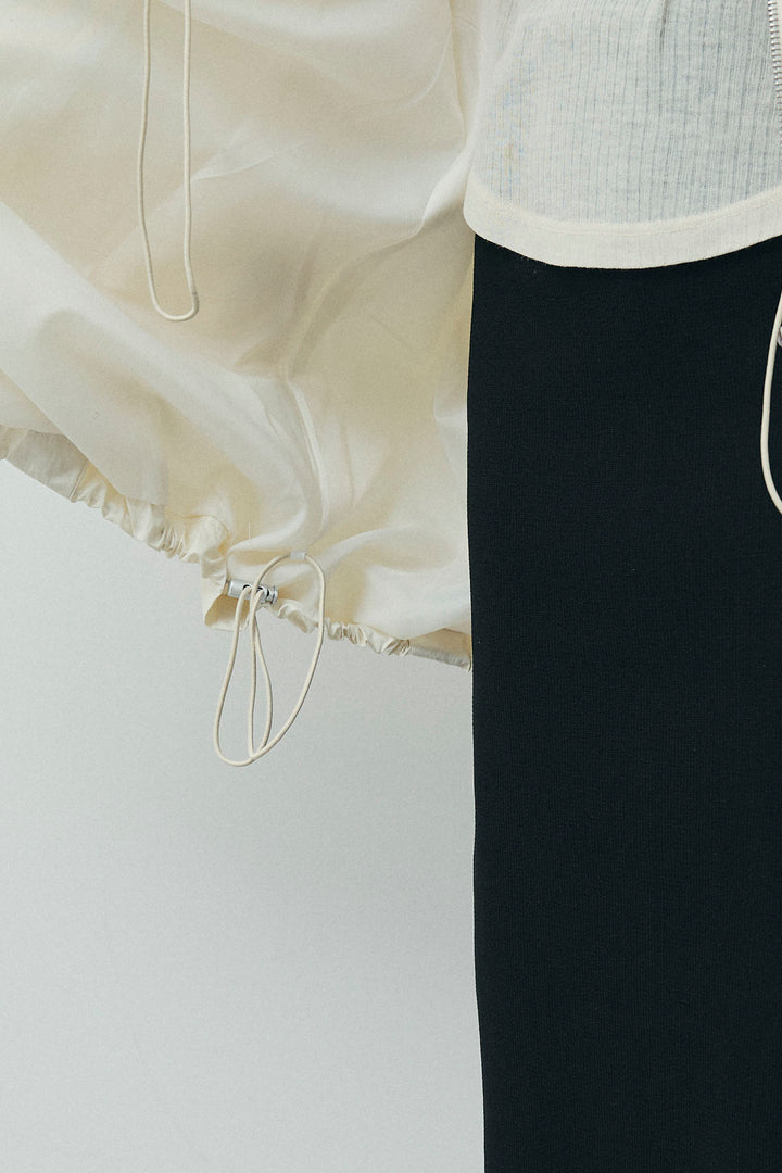 [予約/SET]パールタフタロングマンパ+シアーテレコヘンリーネックPO+ダンボールニットスカート(3set)