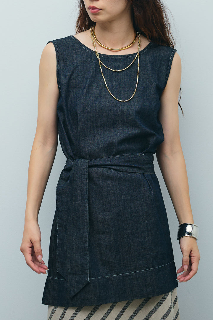 [予約/SET]ベルト付きミドル丈ブラウス+ベルト付き斜めライン柄スカート(2set)