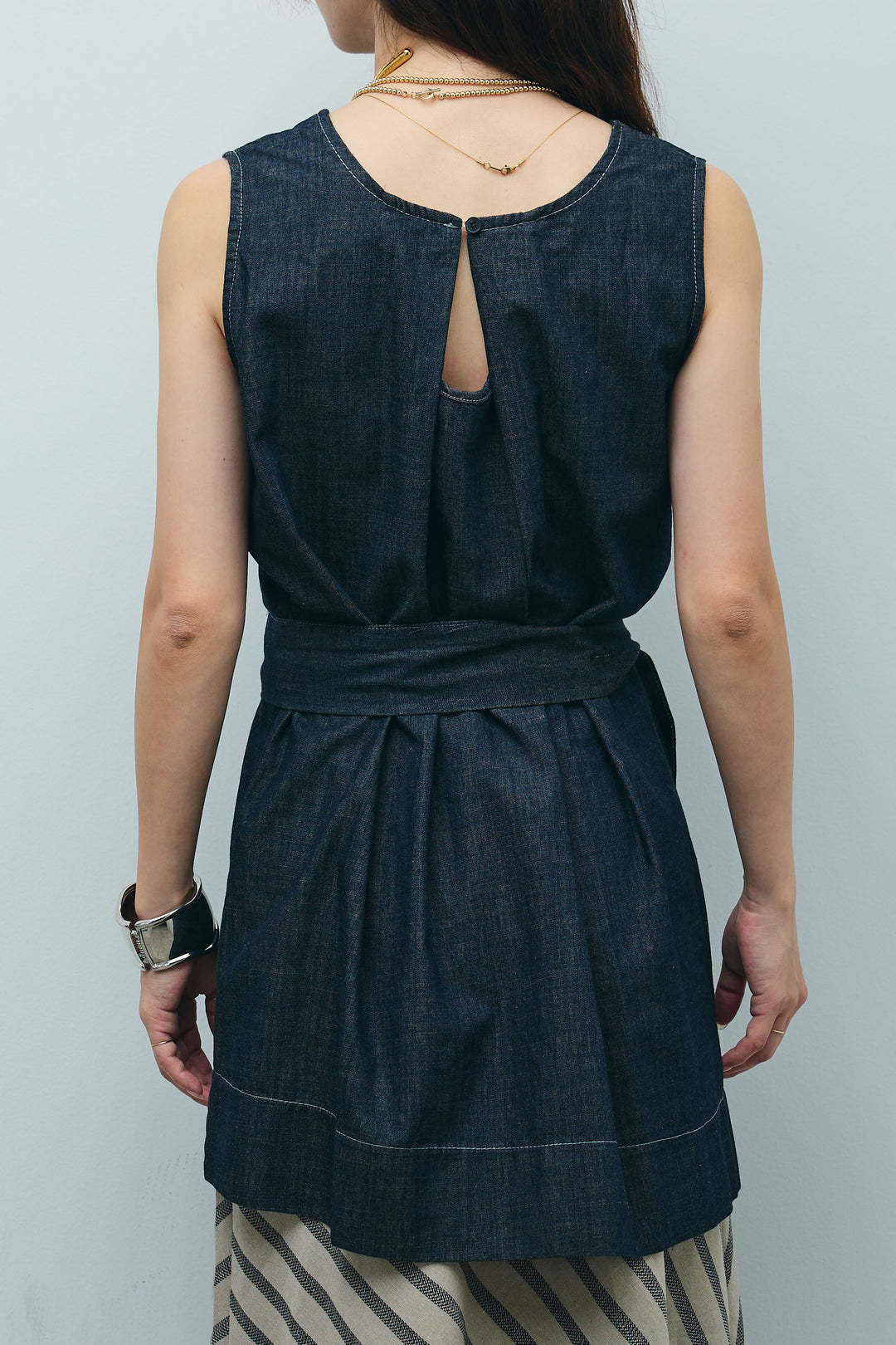 [予約/SET]ベルト付きミドル丈ブラウス+シアータータンチェックワイドパンツ(2set)