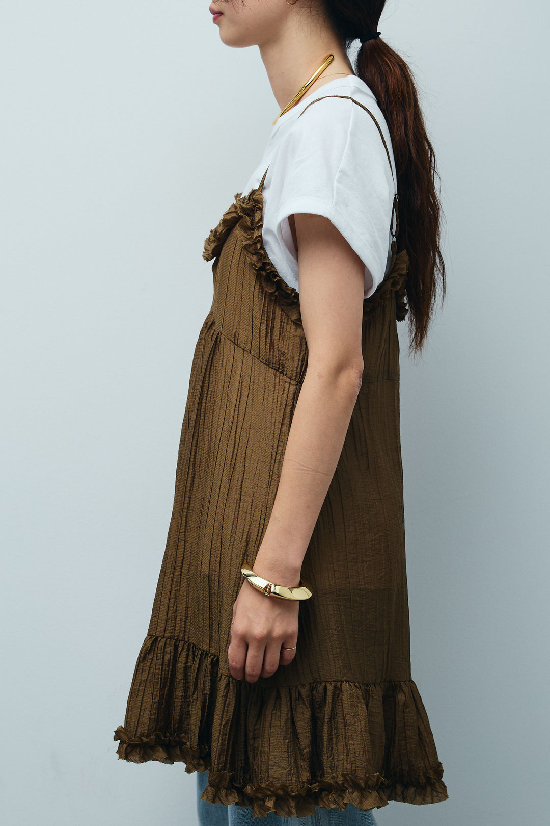 しわ加工フリルキャミチュニック