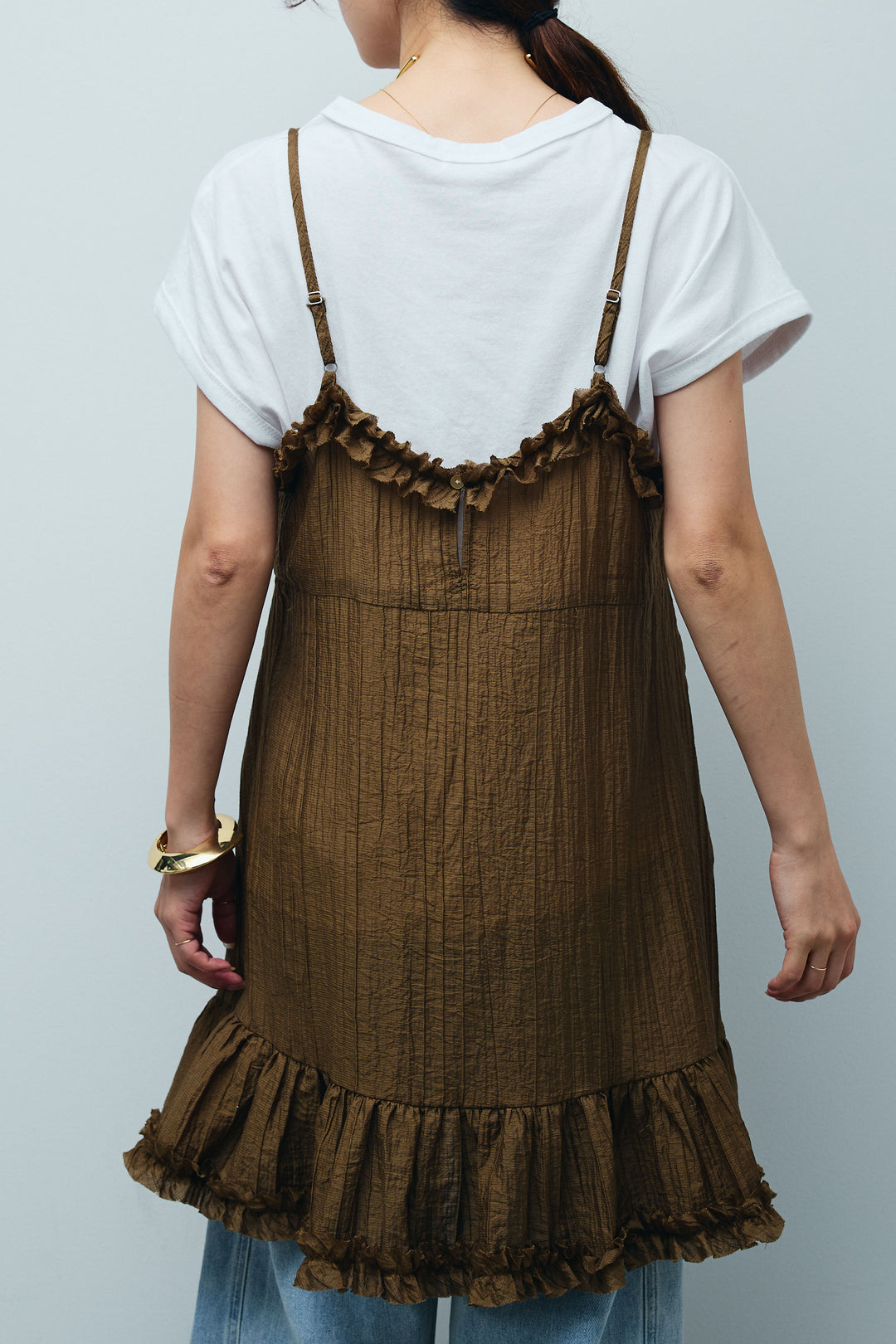 しわ加工フリルキャミチュニック