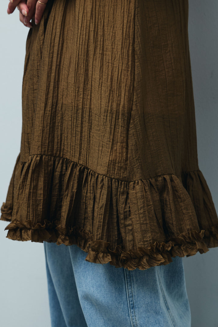 [予約/SET]ハーフスリーブリネン混とろみジャケット+しわ加工フリルキャミチュニック (2set)