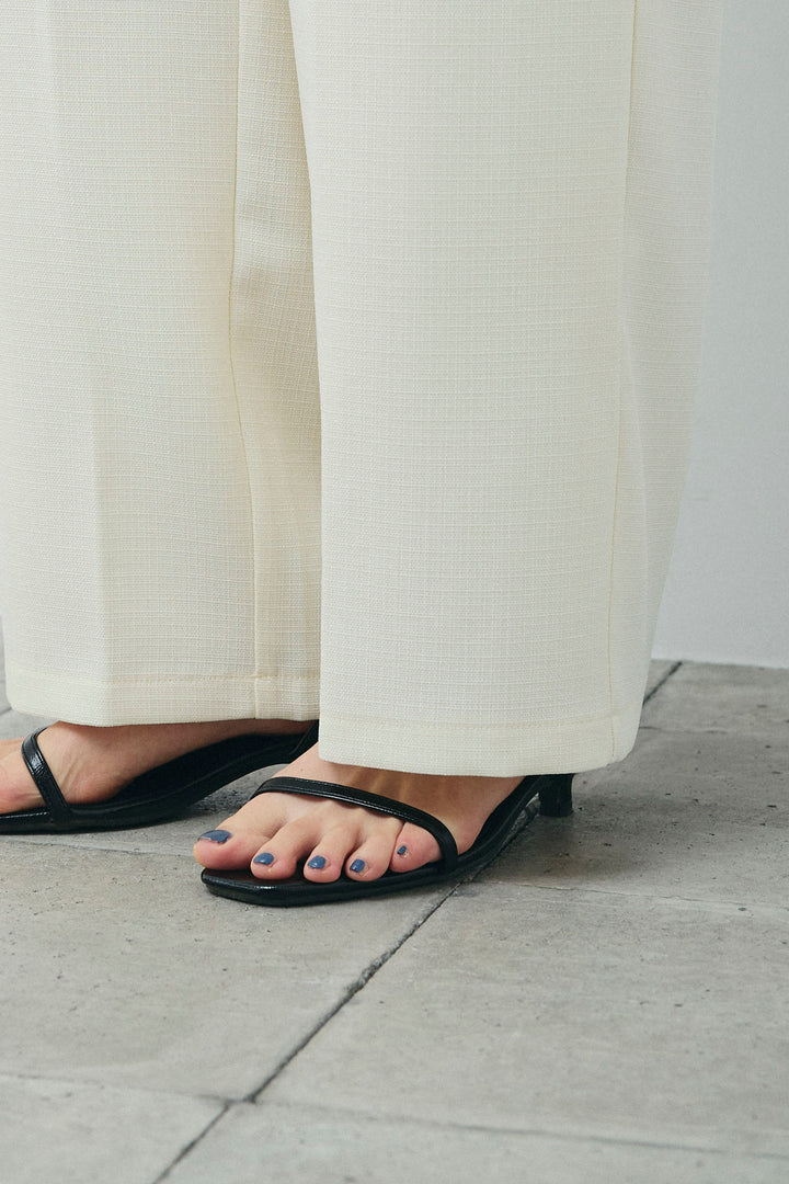 [予約/SET]シェルボタンクルーネックCD+ライトツイードタックワイドパンツ(2set)