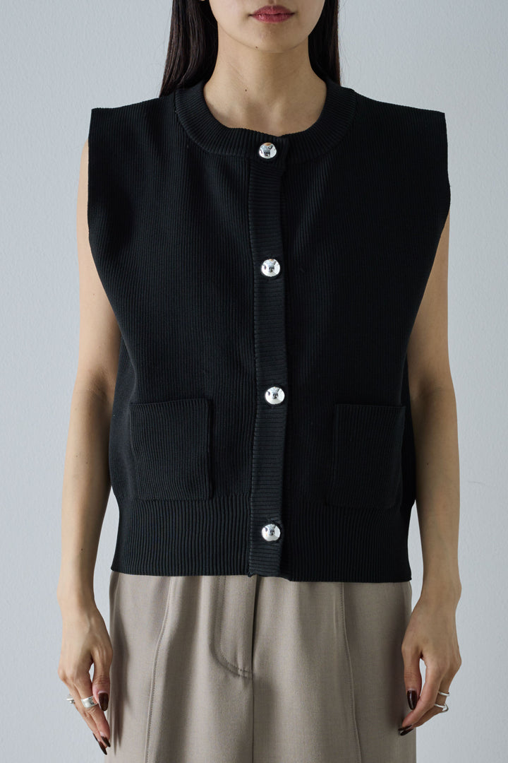 [予約/SET]メタルボタンニットベスト+ベルト付きサイドジップスカート(2set)