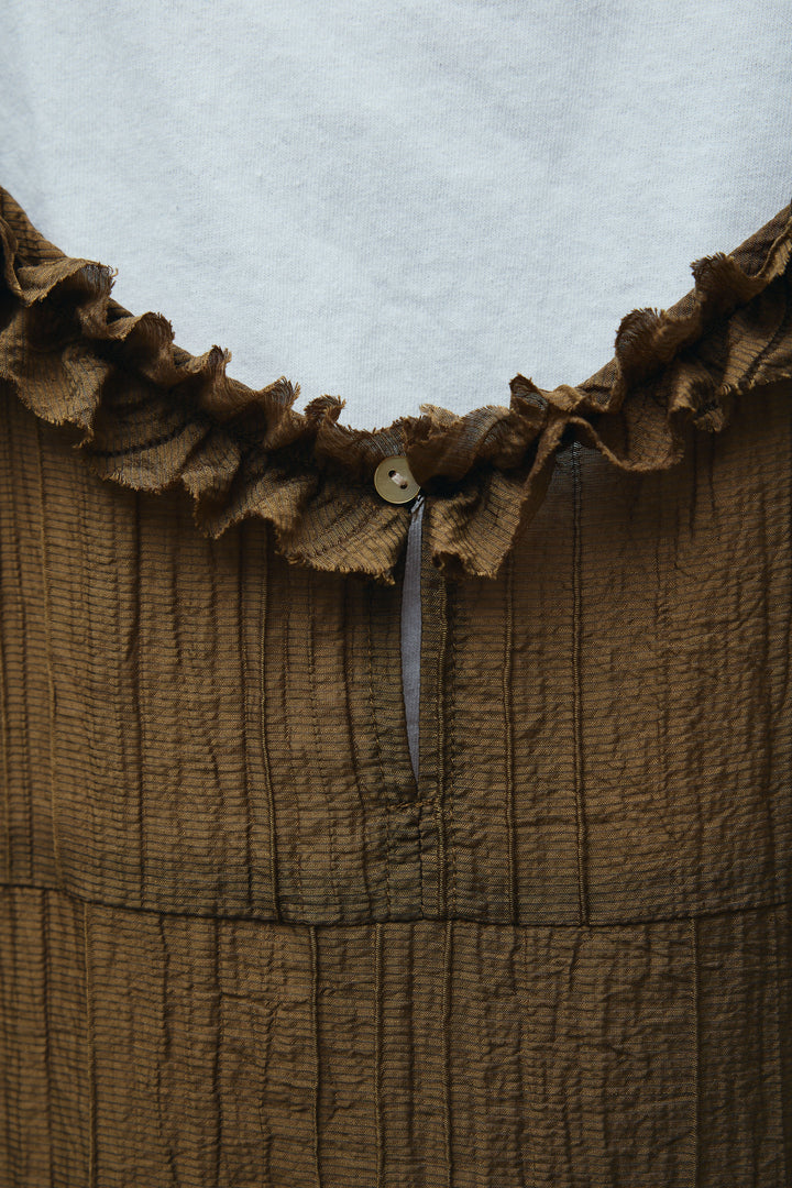 [予約/SET]ハーフスリーブリネン混とろみジャケット+しわ加工フリルキャミチュニック (2set)