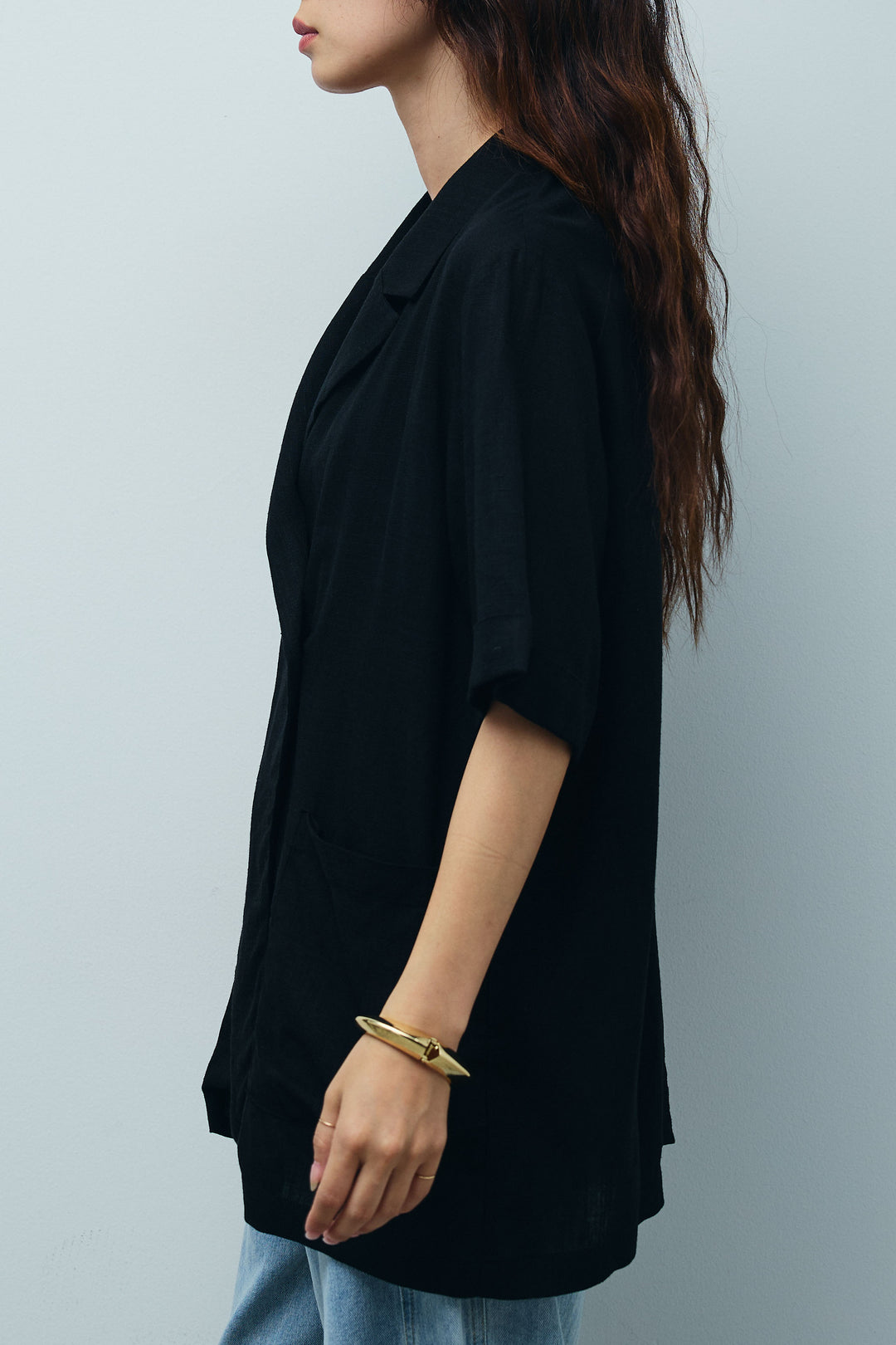 [予約/SET]ハーフスリーブリネン混とろみジャケット+しわ加工フリルキャミチュニック (2set)