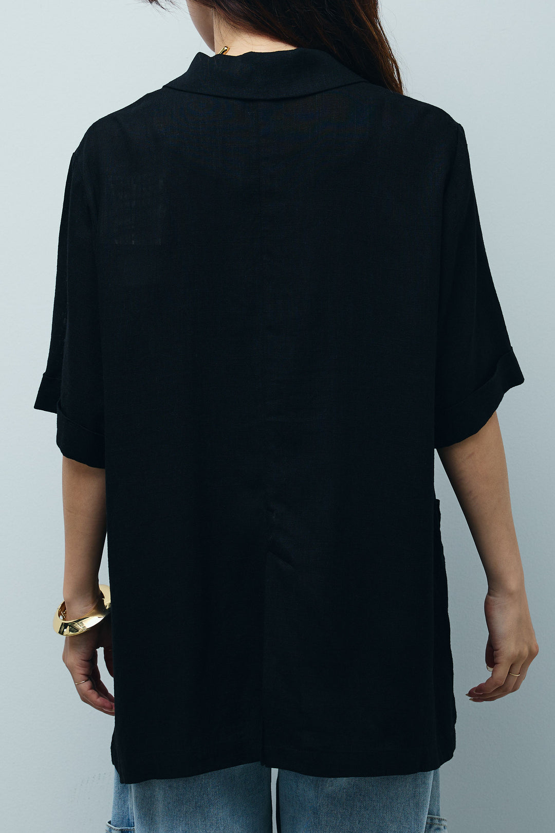 [予約]ハーフスリーブリネン混とろみジャケット