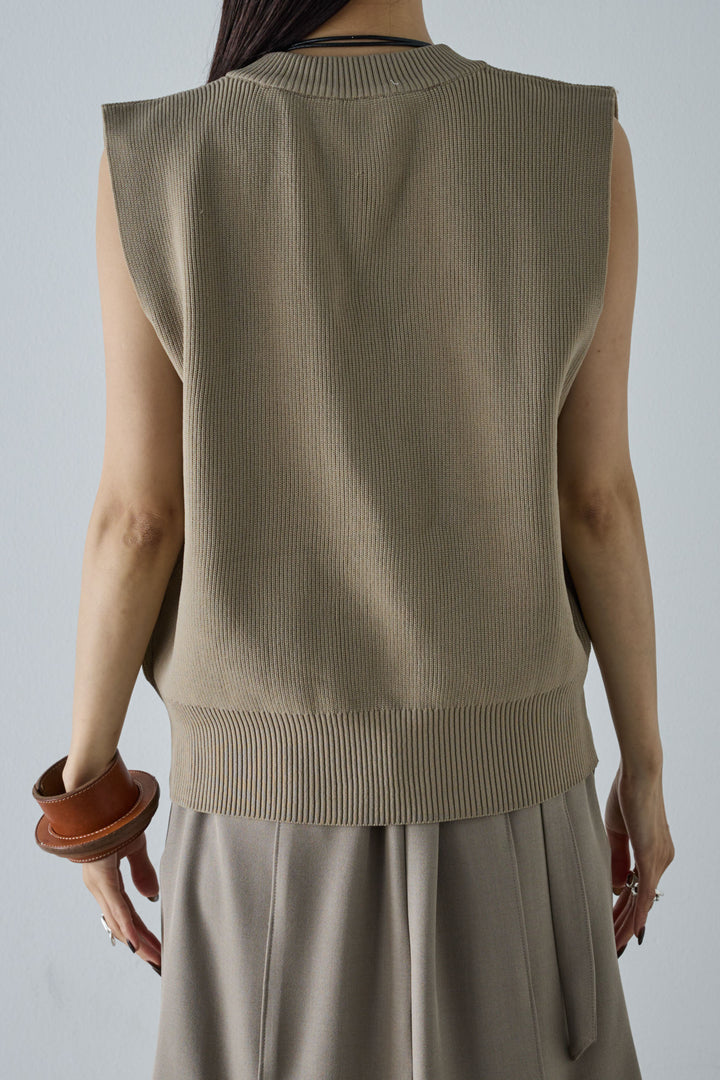 [予約/SET]メタルボタンニットベスト+プリーツシアー切り替えスカート(2set)