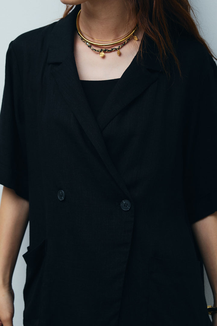 [予約]ハーフスリーブリネン混とろみジャケット