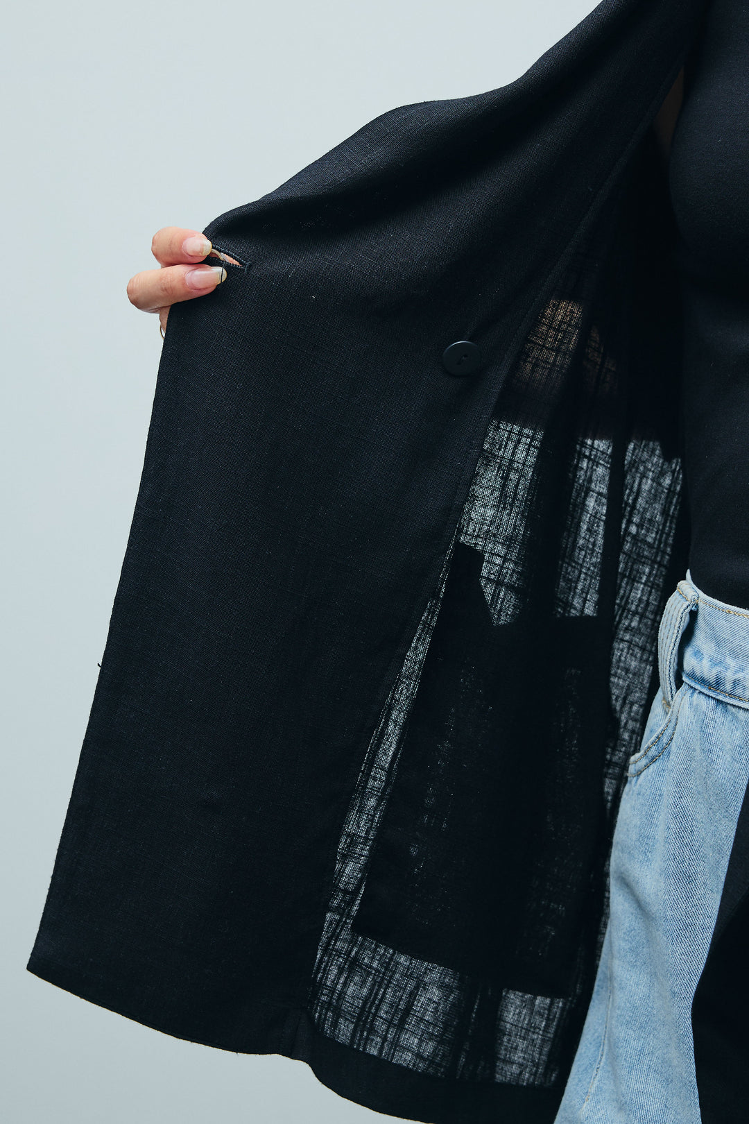 [予約/SET]ハーフスリーブリネン混とろみジャケット+しわ加工フリルキャミチュニック (2set)