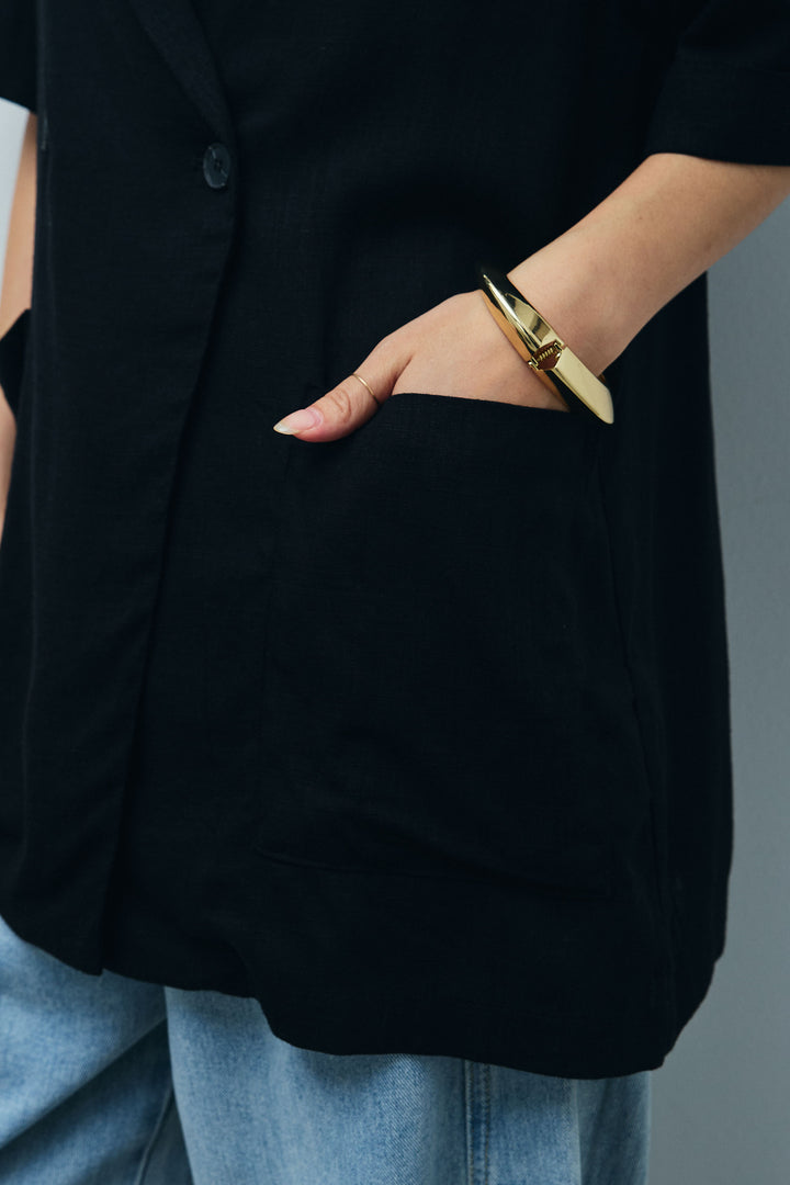 [予約/SET]ハーフスリーブリネン混とろみジャケット+しわ加工フリルキャミチュニック (2set)