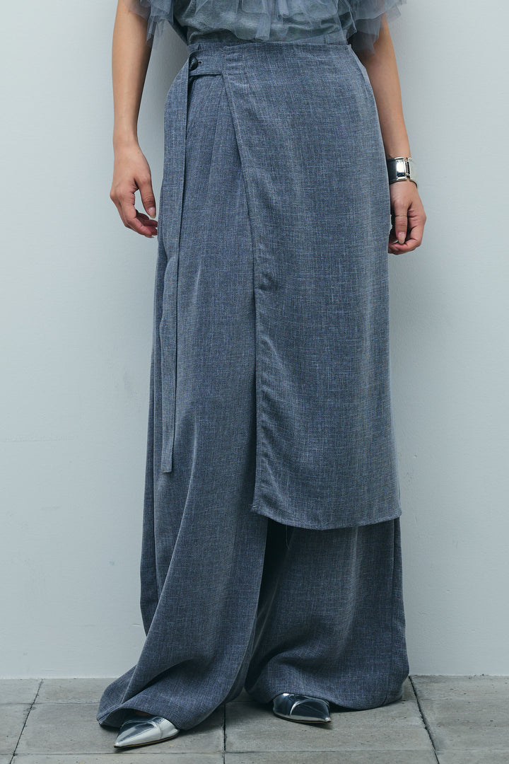 [予約]ラップスカート付きとろみパンツ