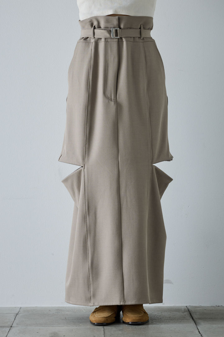 [予約/SET]メタルボタンニットベスト+ベルト付きサイドジップスカート(2set)