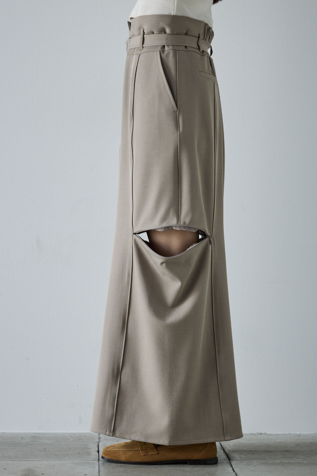 [予約/SET]メタルボタンニットベスト+ベルト付きサイドジップスカート(2set)