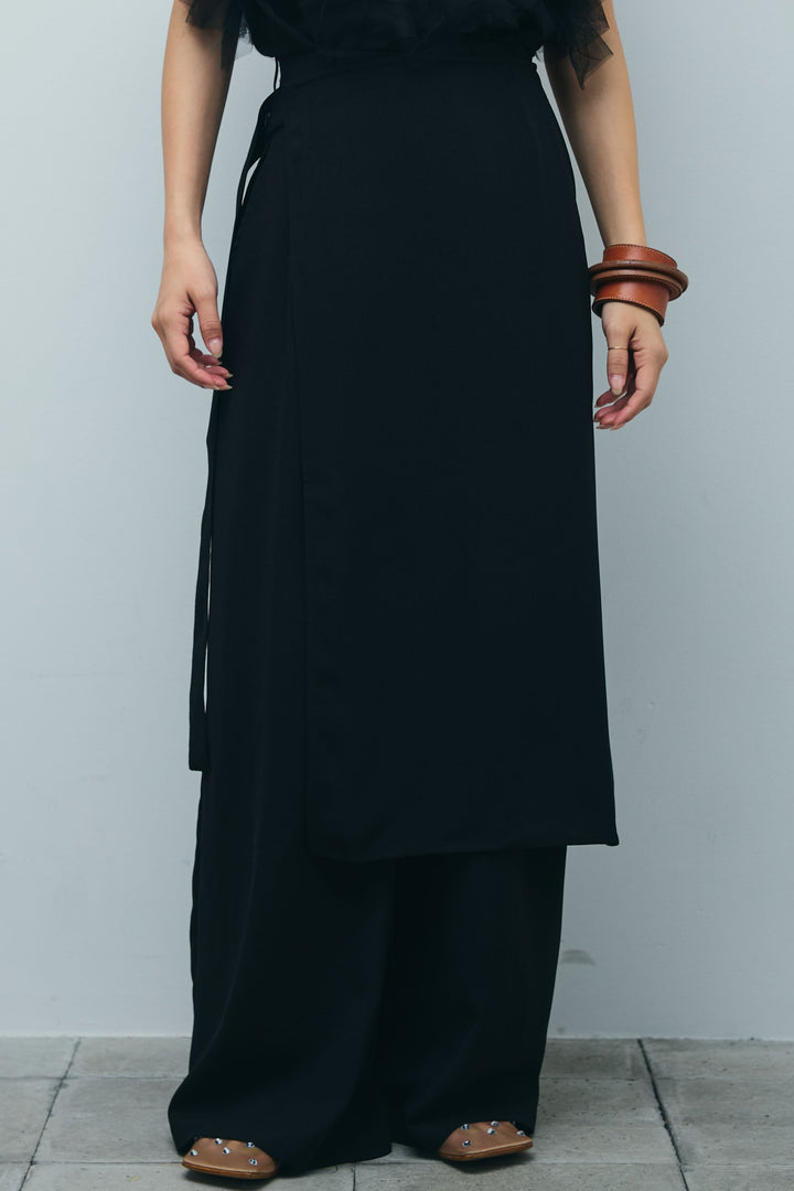 [予約]ラップスカート付きとろみパンツ