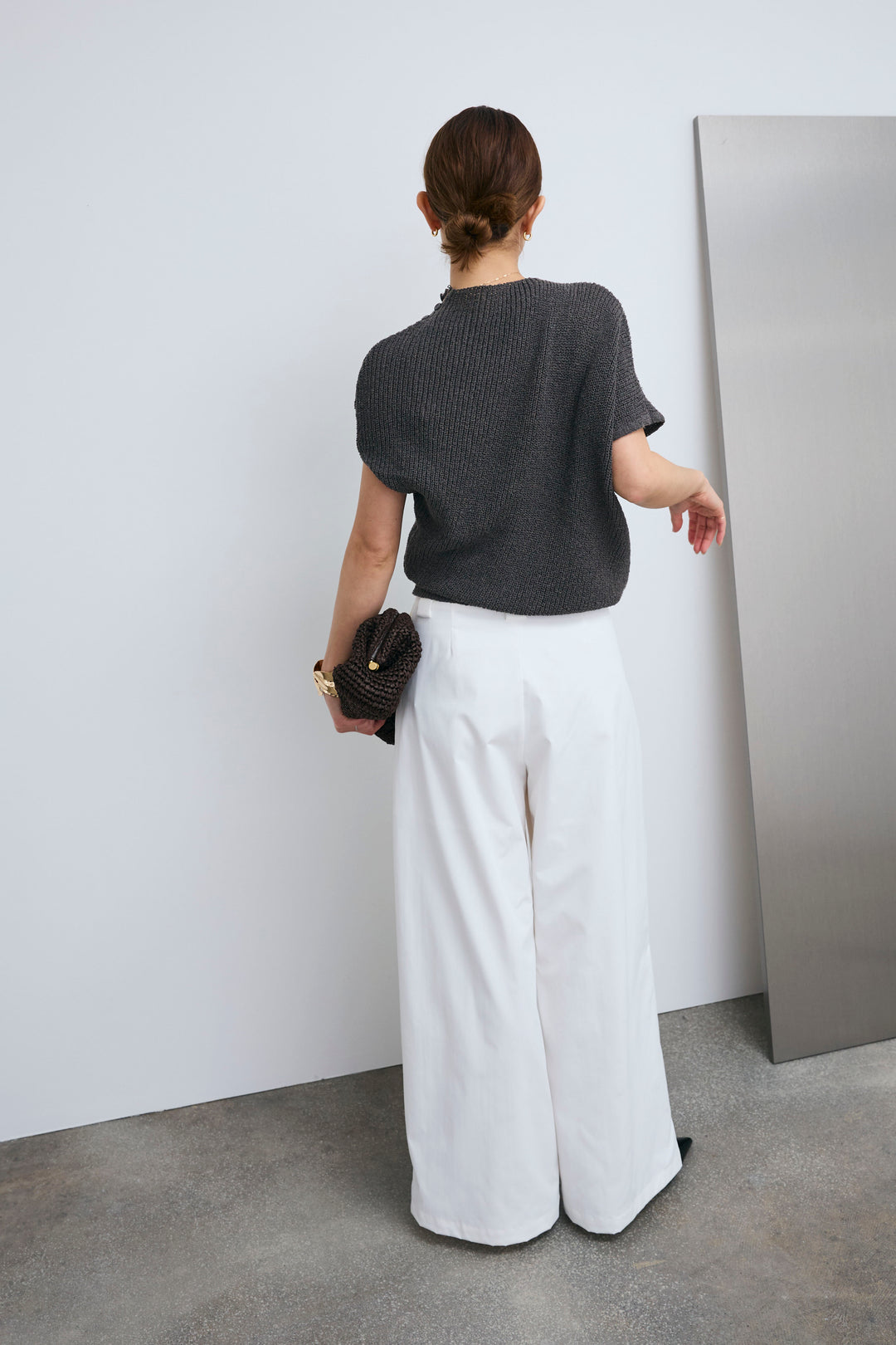 [予約/SET]アシメニットPO+ハイウエストタックワイドパンツ(2set)