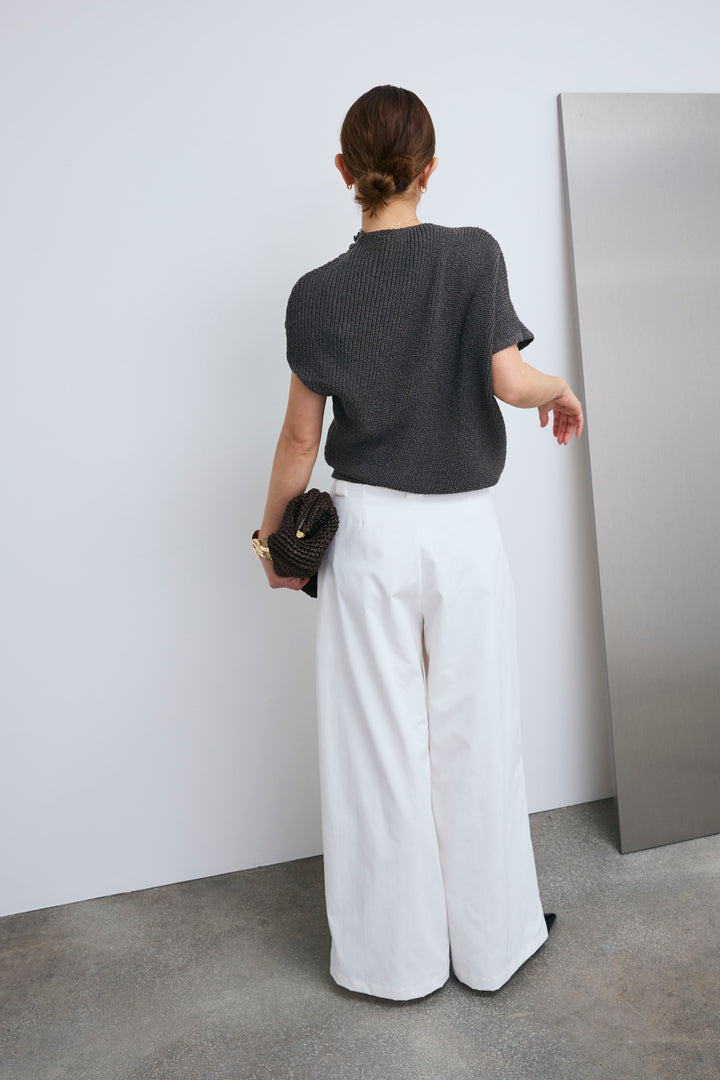 [予約/SET]アシメニットPO+ハイウエストタックワイドパンツ(2set)