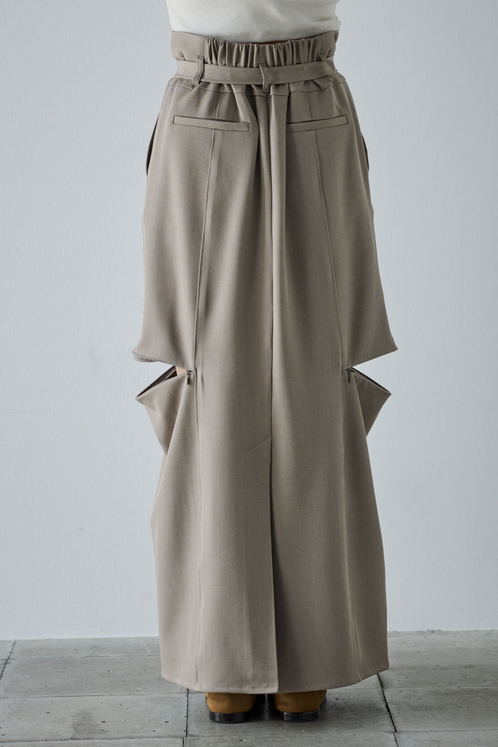 [予約/SET]メタルボタンニットベスト+ベルト付きサイドジップスカート(2set)