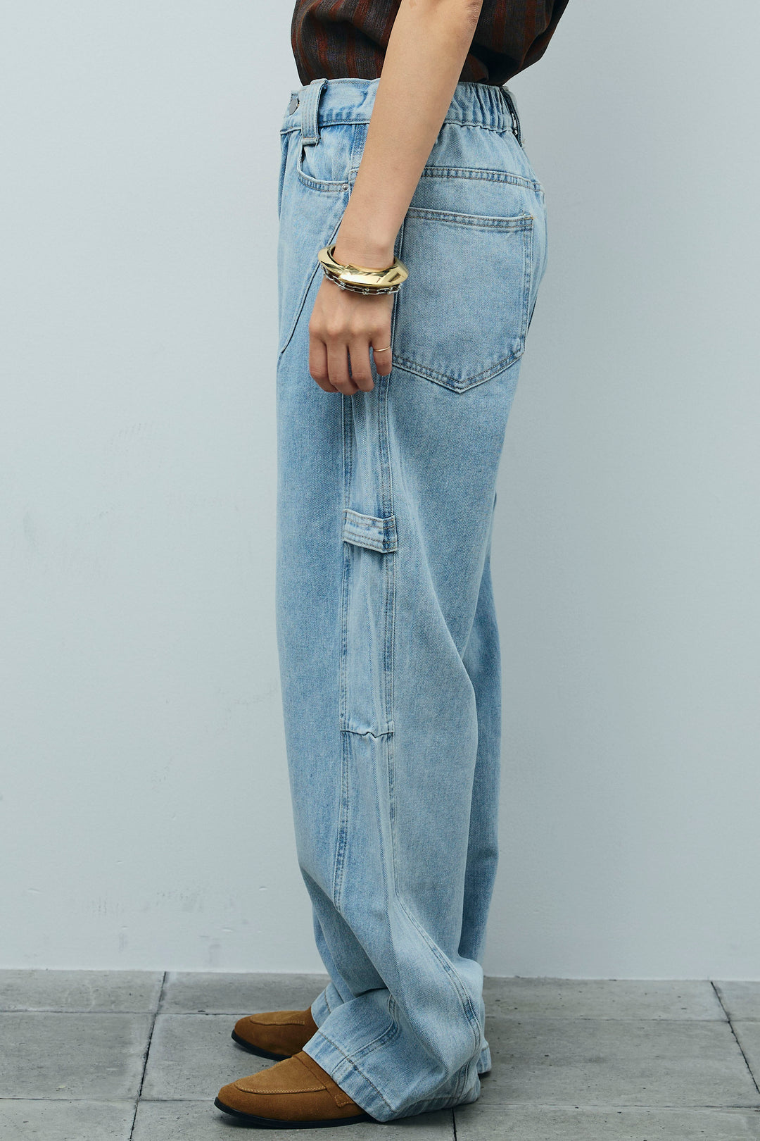 [予約/SET]シアーダブルテーラードJK+ストライプキャミブラウス+ペインターカーブデニムパンツ(3set)