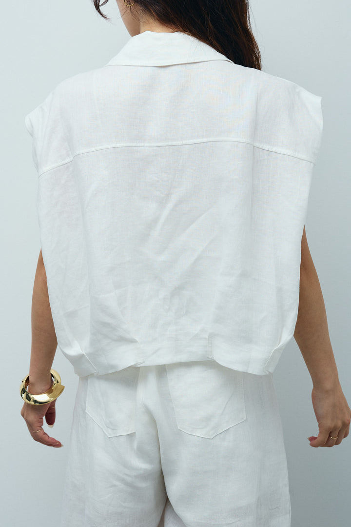 [予約/SET]リネンジップベスト+リネンワイドパンツ(2set)