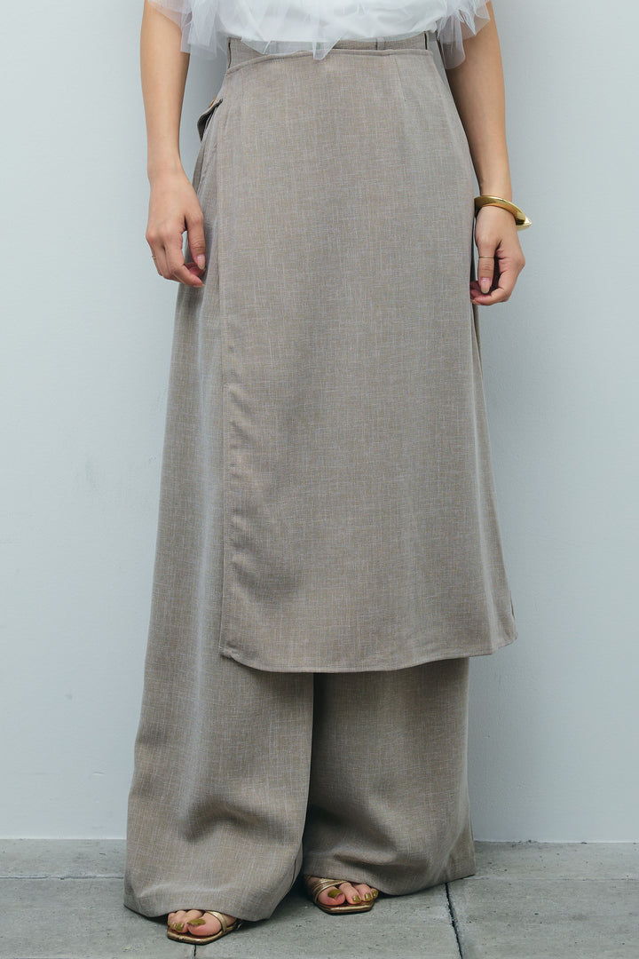 [予約]ラップスカート付きとろみパンツ