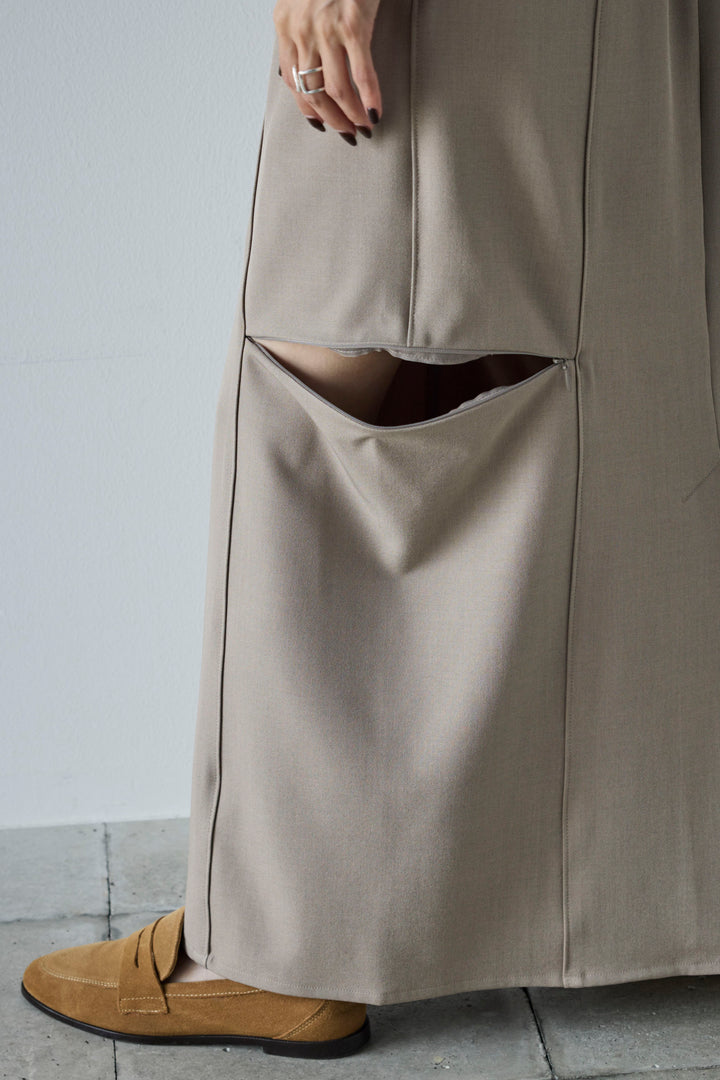 [予約/SET]メタルボタンニットベスト+ベルト付きサイドジップスカート(2set)