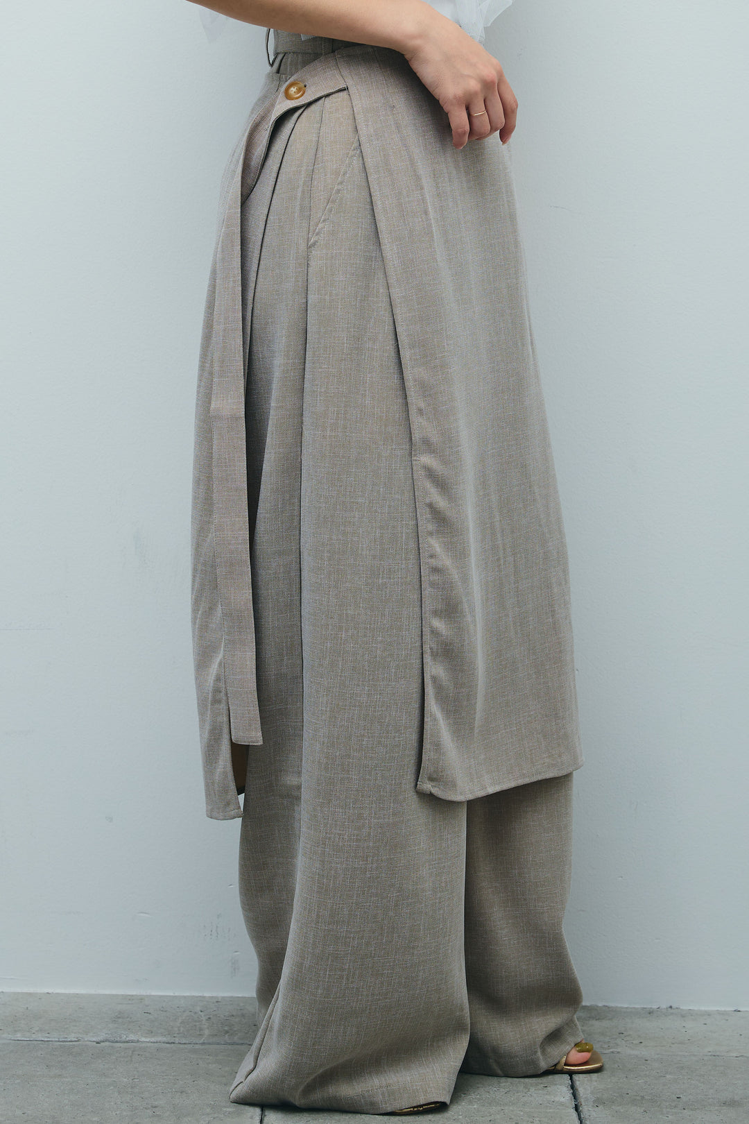 [予約/SET]天竺チュールドッキングプルオーバー+ラップスカート付きとろみパンツ(2set)