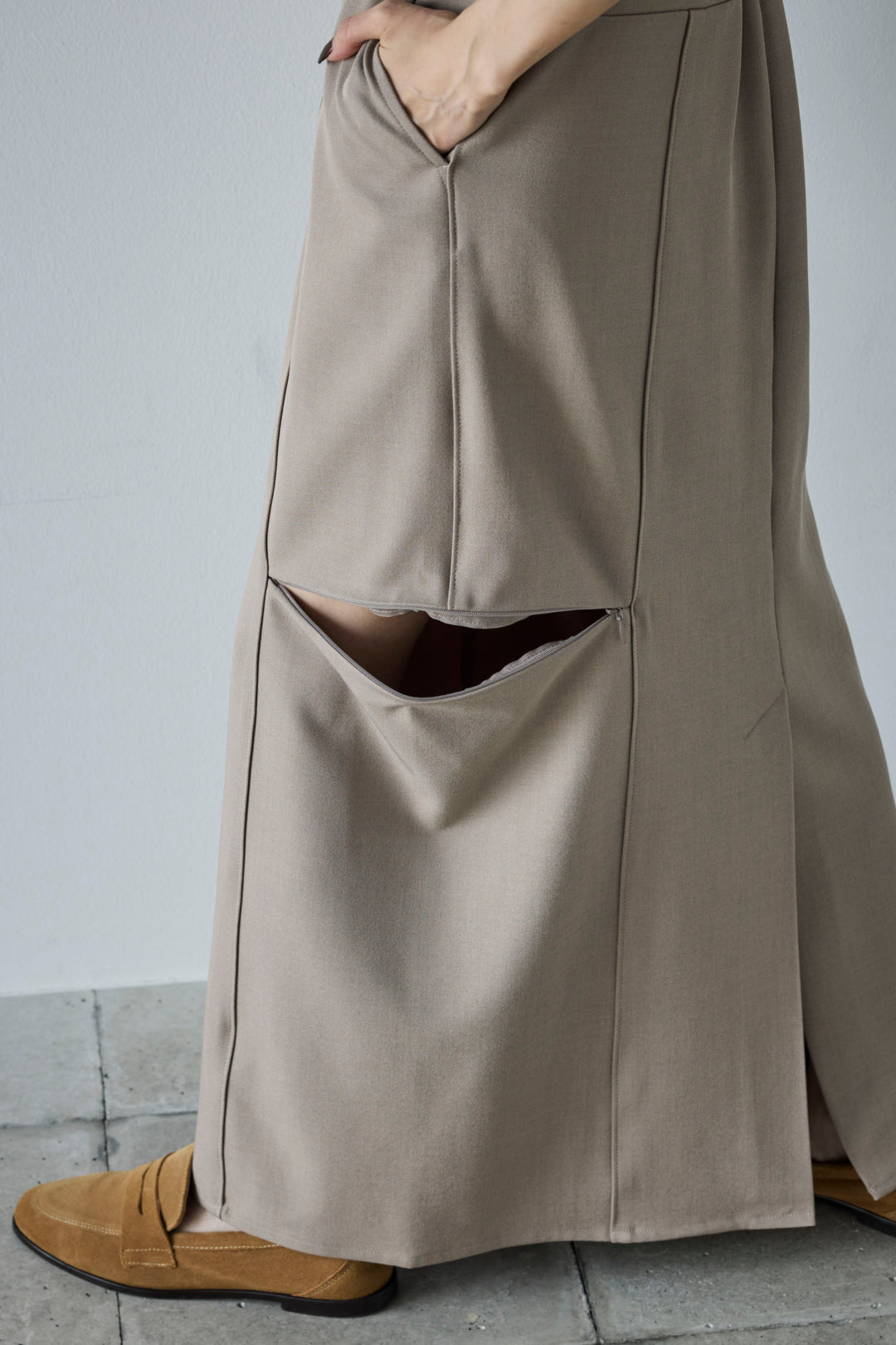 [予約/SET]メタルボタンニットベスト+ベルト付きサイドジップスカート(2set)