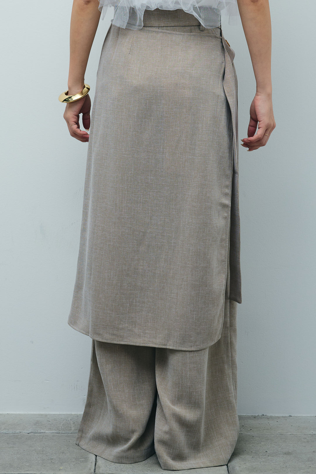 [予約/SET]天竺チュールドッキングプルオーバー+ラップスカート付きとろみパンツ(2set)