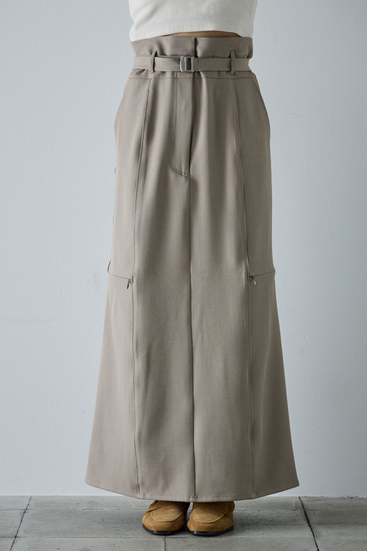 [予約/SET]メタルボタンニットベスト+ベルト付きサイドジップスカート(2set)